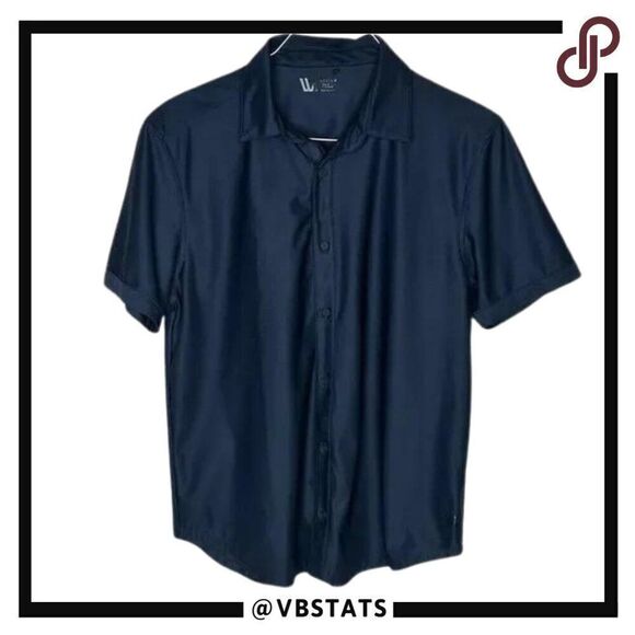 VRST Deep Navy Blue Short Sleeve Button Down Shirt Size Medium - Picture 1 of 7